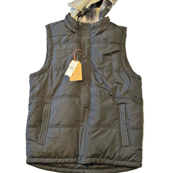 WEATHERPROOF VINTAGE Men's Flannel Lined Puffer hooded Vest men size M NEW - Picture 5 of 8